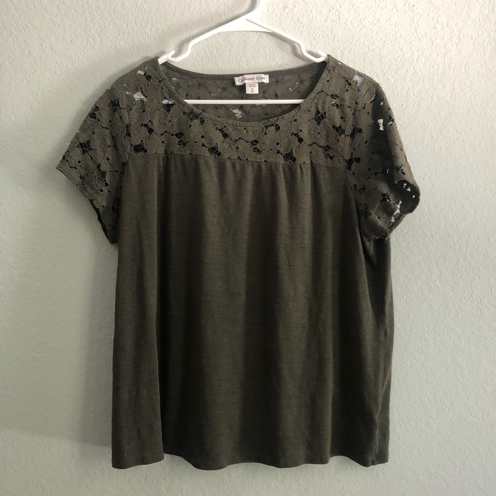 Dressy Lacy olive green T-shirt